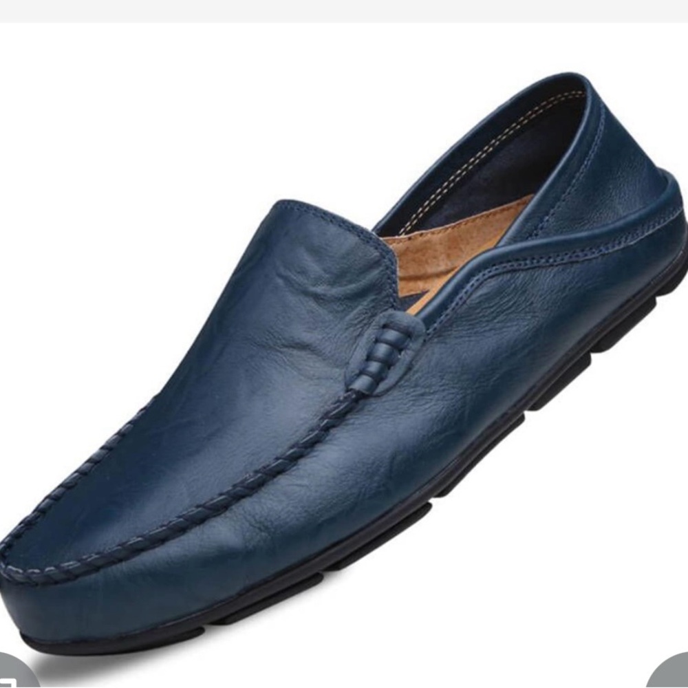 Men's Blue Leather Loafers